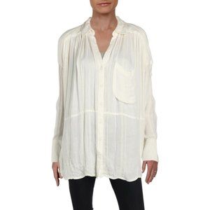 Free People Button-Down Top Oversized Long Sleeves